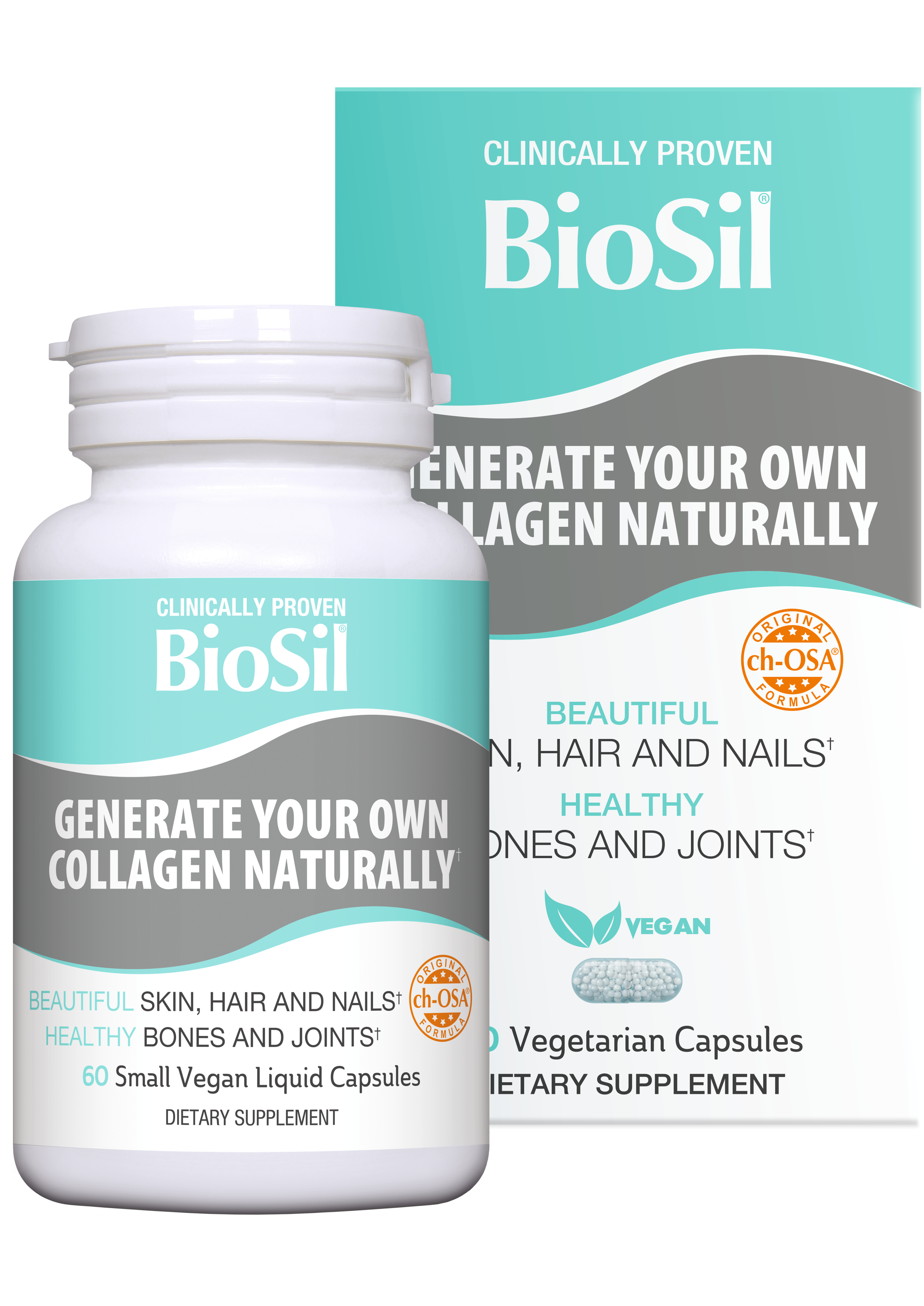 BioSil 60 capsule vegane, Generator avansat de colagen® si flacon
