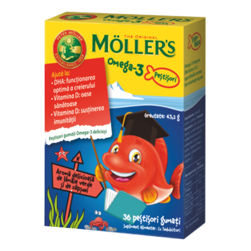 Mollers Omega-3 Fishes, Capsuni, 36 jeleuri